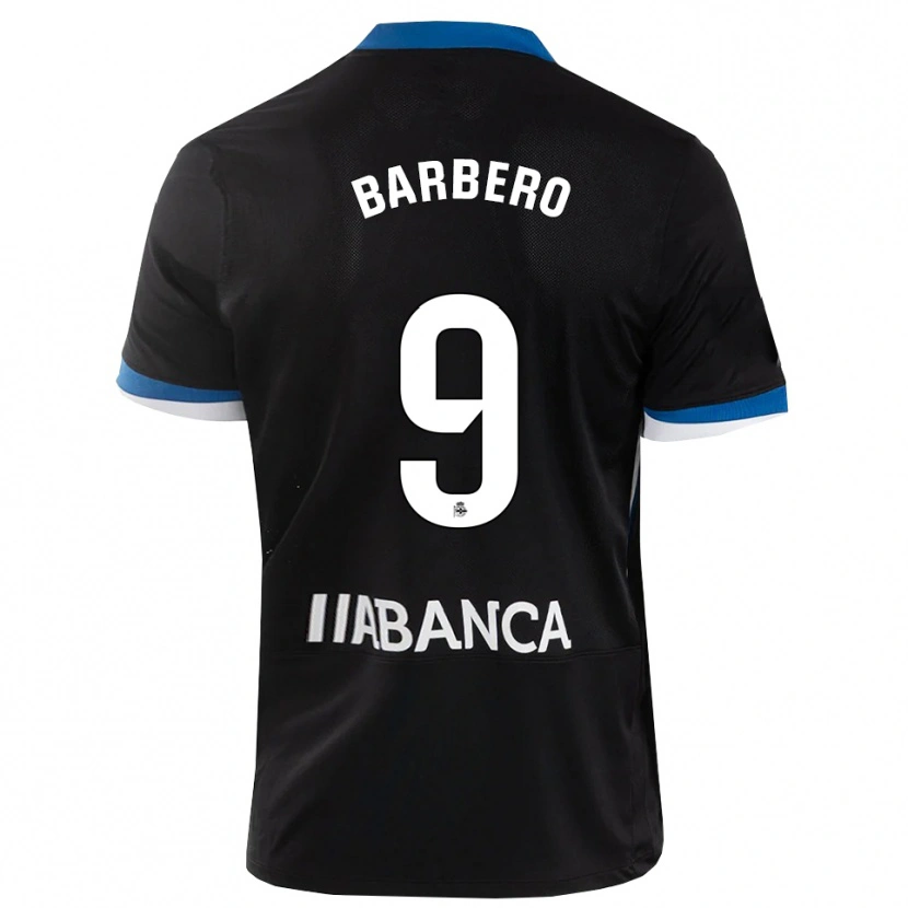Danxen Dzieci Iván Barbero #9 Czarny Niebieski Biały Wyjazdowa Koszulka 2026/27 Koszulki Klubowe