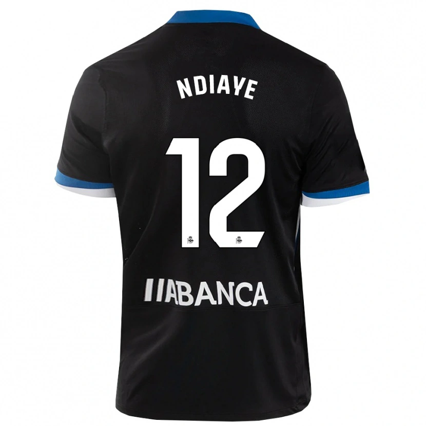 Danxen Dzieci Malick Ndiaye #12 Czarny Niebieski Biały Wyjazdowa Koszulka 2026/27 Koszulki Klubowe