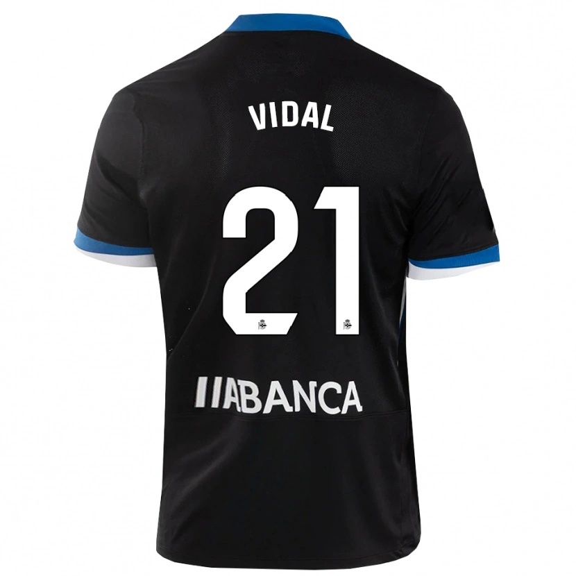 Danxen Dzieci Iker Vidal #21 Czarny Niebieski Biały Wyjazdowa Koszulka 2026/27 Koszulki Klubowe