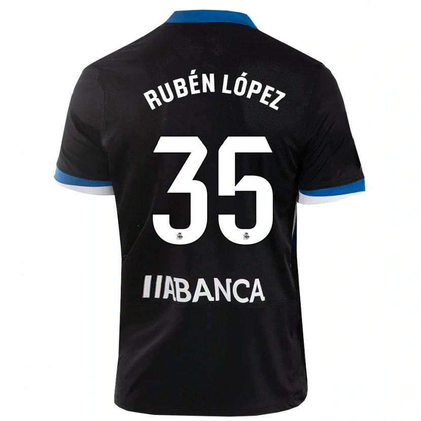 Danxen Dzieci Rubén López #35 Czarny Niebieski Biały Wyjazdowa Koszulka 2026/27 Koszulki Klubowe