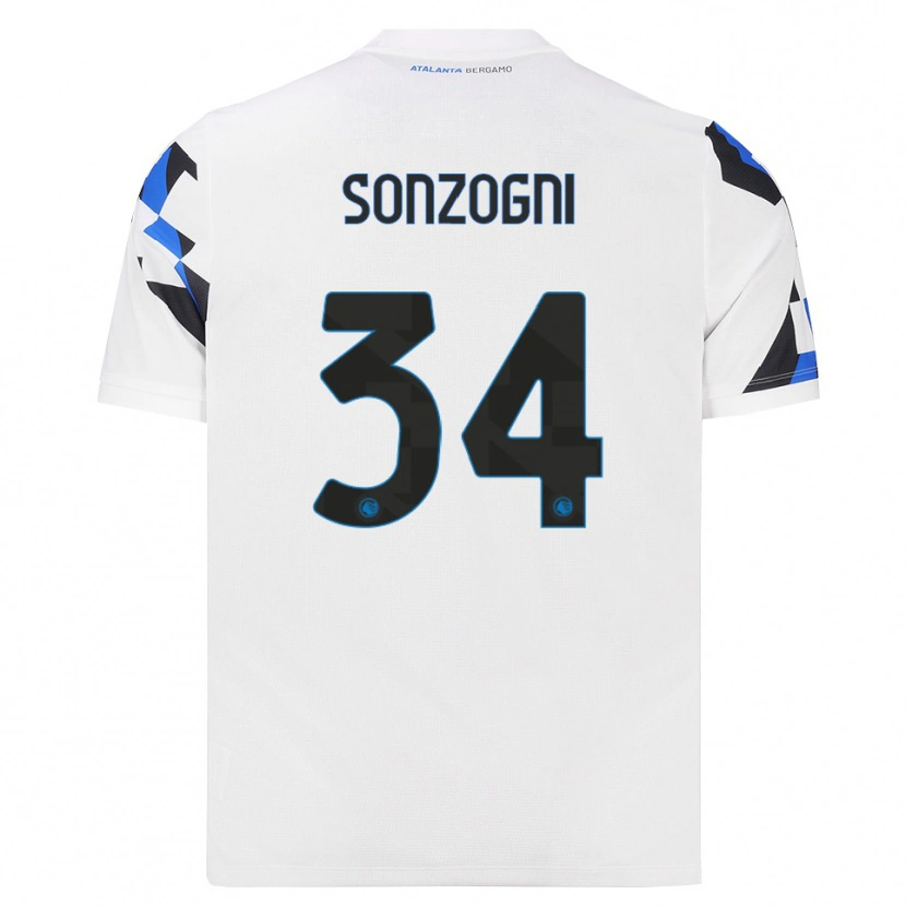 Danxen Dzieci Mattia Sonzogni #34 Biały Czerwony Niebieski Wyjazdowa Koszulka 2026/27 Koszulki Klubowe