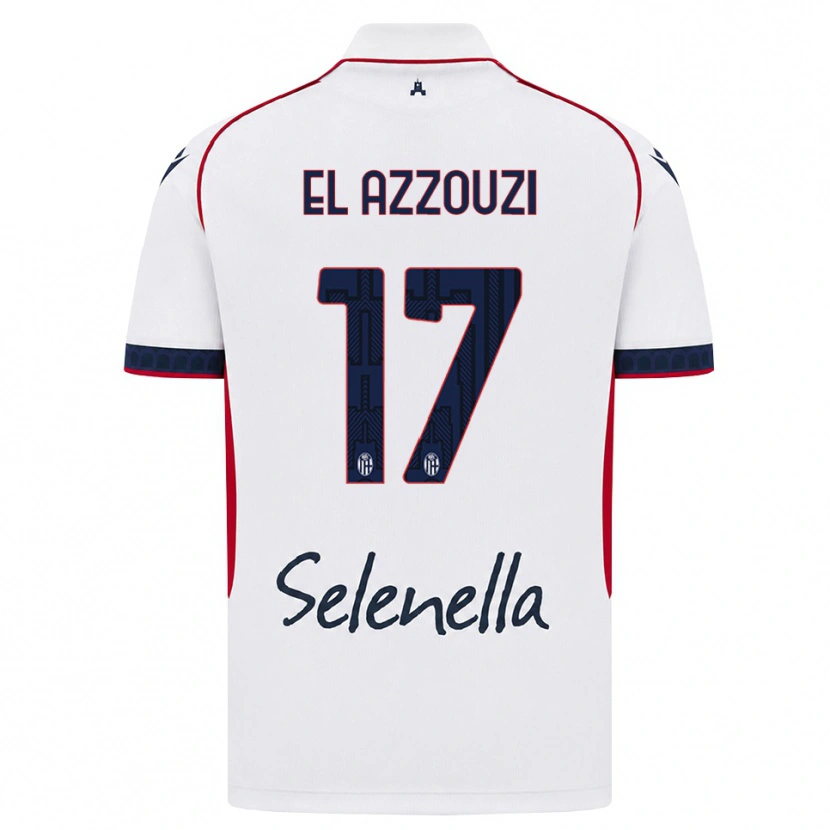 Danxen Dzieci Oussama El Azzouzi #17 Biały Czerwony Królewski Niebieski Wyjazdowa Koszulka 2026/27 Koszulki Klubowe