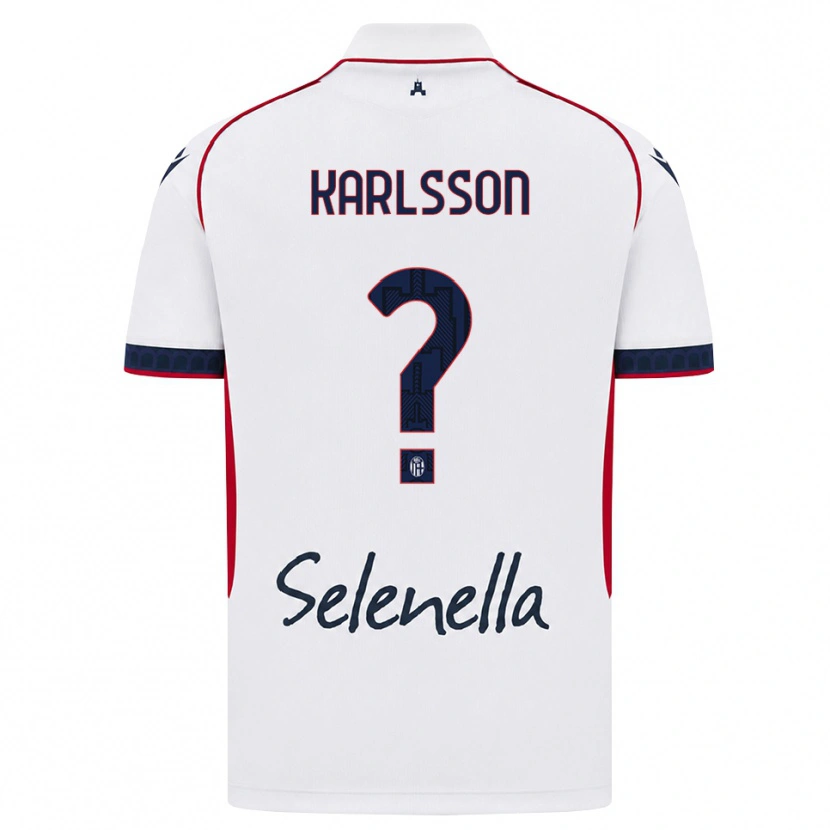 Danxen Dzieci Jesper Karlsson #0 Biały Czerwony Królewski Niebieski Wyjazdowa Koszulka 2026/27 Koszulki Klubowe