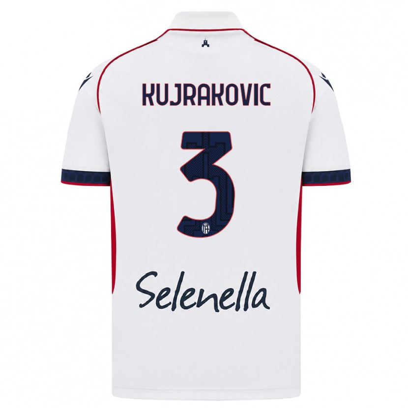 Danxen Dzieci Minel Kujrakovic #3 Biały Czerwony Królewski Niebieski Wyjazdowa Koszulka 2026/27 Koszulki Klubowe