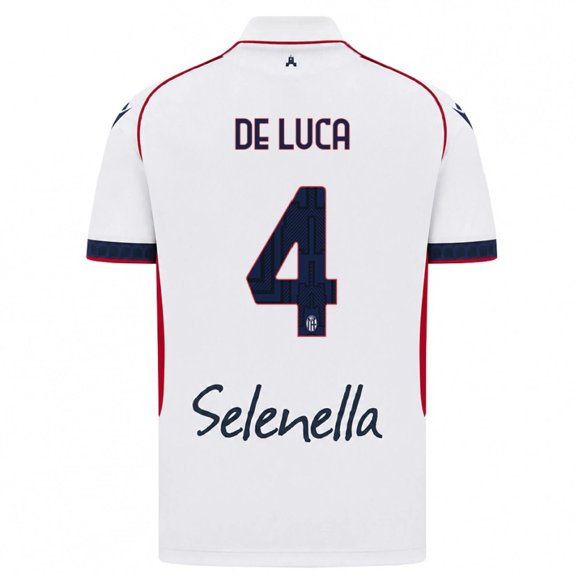 Danxen Dzieci Alessandro De Luca #4 Biały Czerwony Królewski Niebieski Wyjazdowa Koszulka 2026/27 Koszulki Klubowe