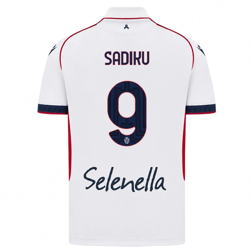 Danxen Dzieci Bamir Sadiku #9 Biały Czerwony Królewski Niebieski Wyjazdowa Koszulka 2026/27 Koszulki Klubowe