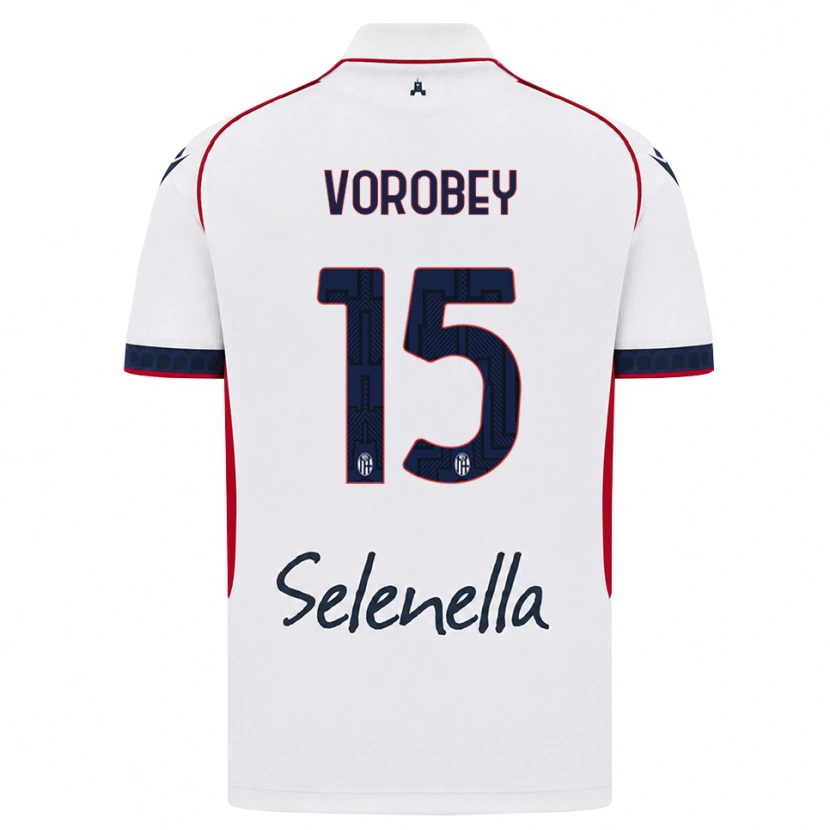 Danxen Dzieci Maksym Vorobey #15 Biały Czerwony Królewski Niebieski Wyjazdowa Koszulka 2026/27 Koszulki Klubowe