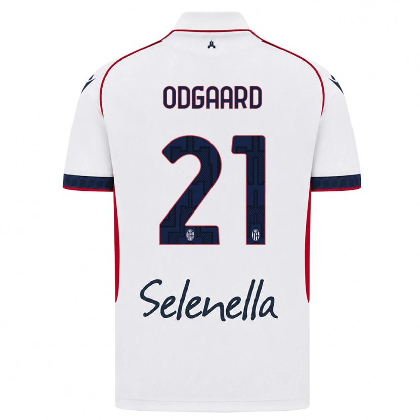 Danxen Dzieci Jens Odgaard #21 Biały Czerwony Królewski Niebieski Wyjazdowa Koszulka 2026/27 Koszulki Klubowe