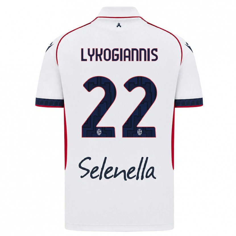 Danxen Dzieci Charalampos Lykogiannis #22 Biały Czerwony Królewski Niebieski Wyjazdowa Koszulka 2026/27 Koszulki Klubowe