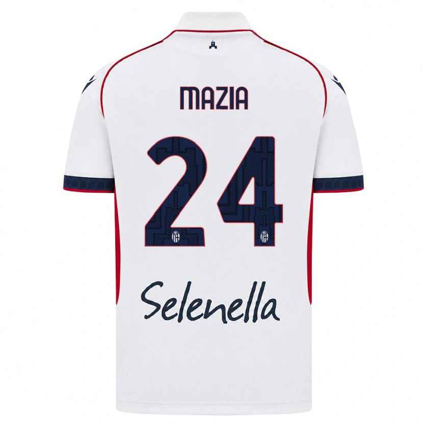 Danxen Dzieci Andrea Mazia #24 Biały Czerwony Królewski Niebieski Wyjazdowa Koszulka 2026/27 Koszulki Klubowe