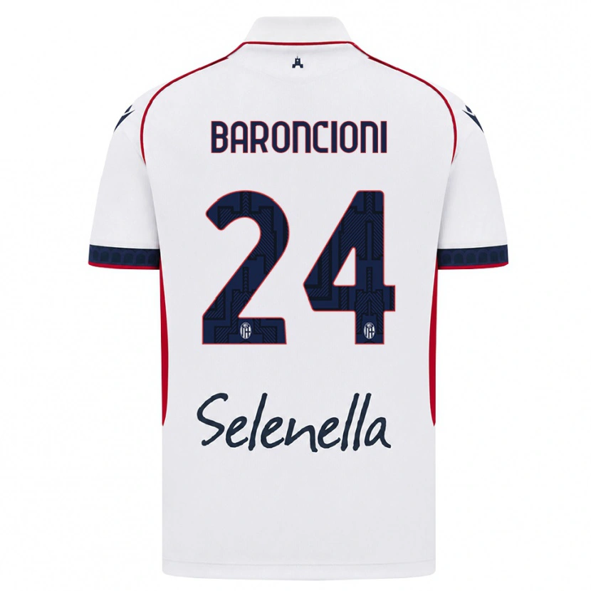 Danxen Dzieci Davide Baroncioni #24 Biały Czerwony Królewski Niebieski Wyjazdowa Koszulka 2026/27 Koszulki Klubowe