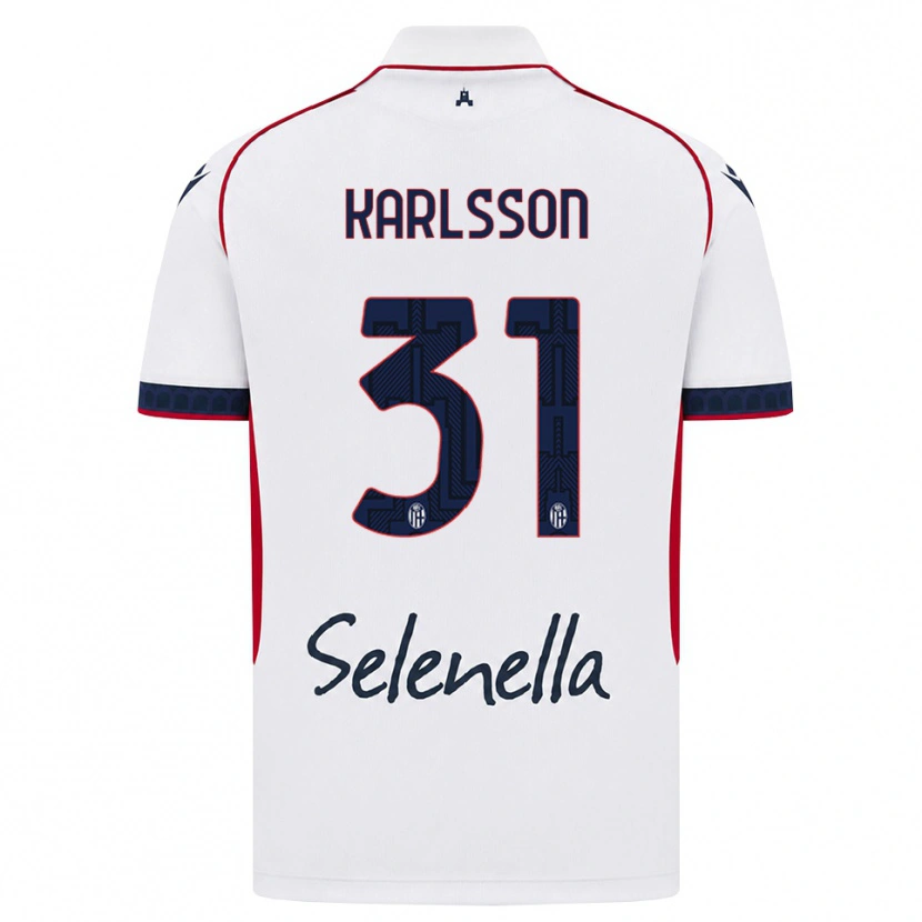Danxen Dzieci Kazper Karlsson #31 Biały Czerwony Królewski Niebieski Wyjazdowa Koszulka 2026/27 Koszulki Klubowe