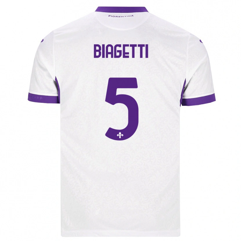 Danxen Dzieci Christian Biagetti #5 Biały Fioletowy Wyjazdowa Koszulka 2026/27 Koszulki Klubowe