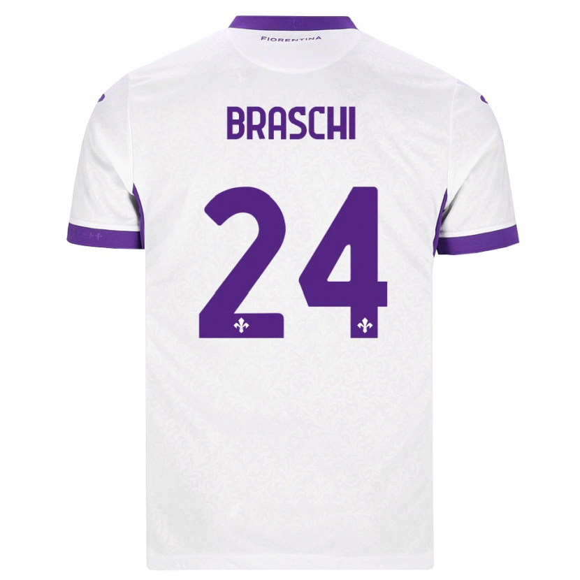 Danxen Dzieci Riccardo Braschi #24 Biały Fioletowy Wyjazdowa Koszulka 2026/27 Koszulki Klubowe