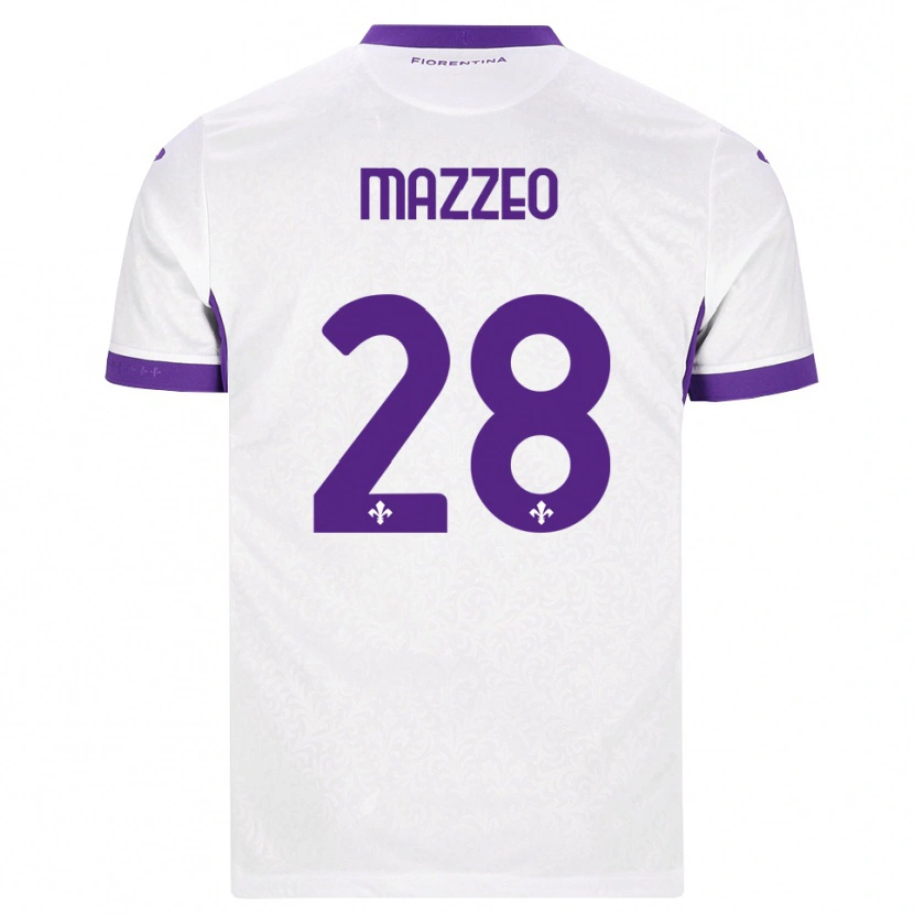 Danxen Dzieci Brando Mazzeo #28 Biały Fioletowy Wyjazdowa Koszulka 2026/27 Koszulki Klubowe