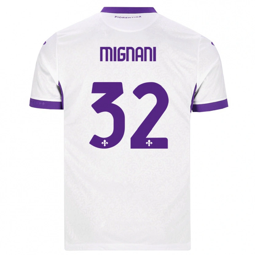 Danxen Dzieci Carlo Mignani #32 Biały Fioletowy Wyjazdowa Koszulka 2026/27 Koszulki Klubowe