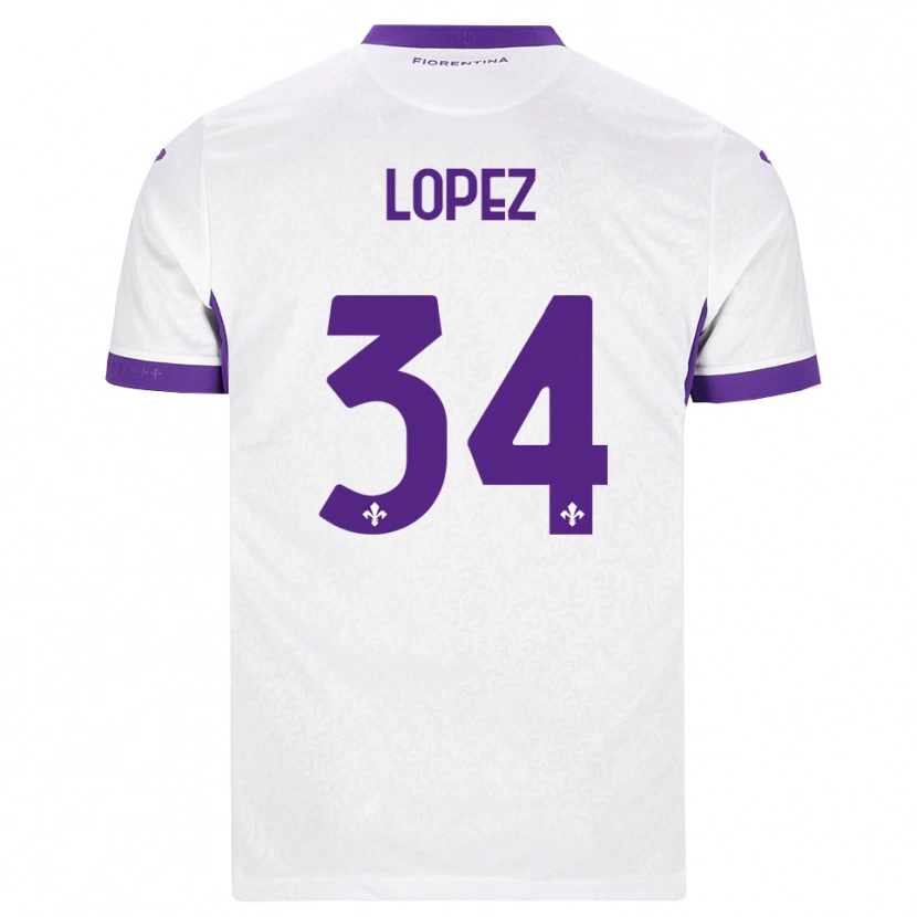 Danxen Dzieci Lucas López #34 Biały Fioletowy Wyjazdowa Koszulka 2026/27 Koszulki Klubowe