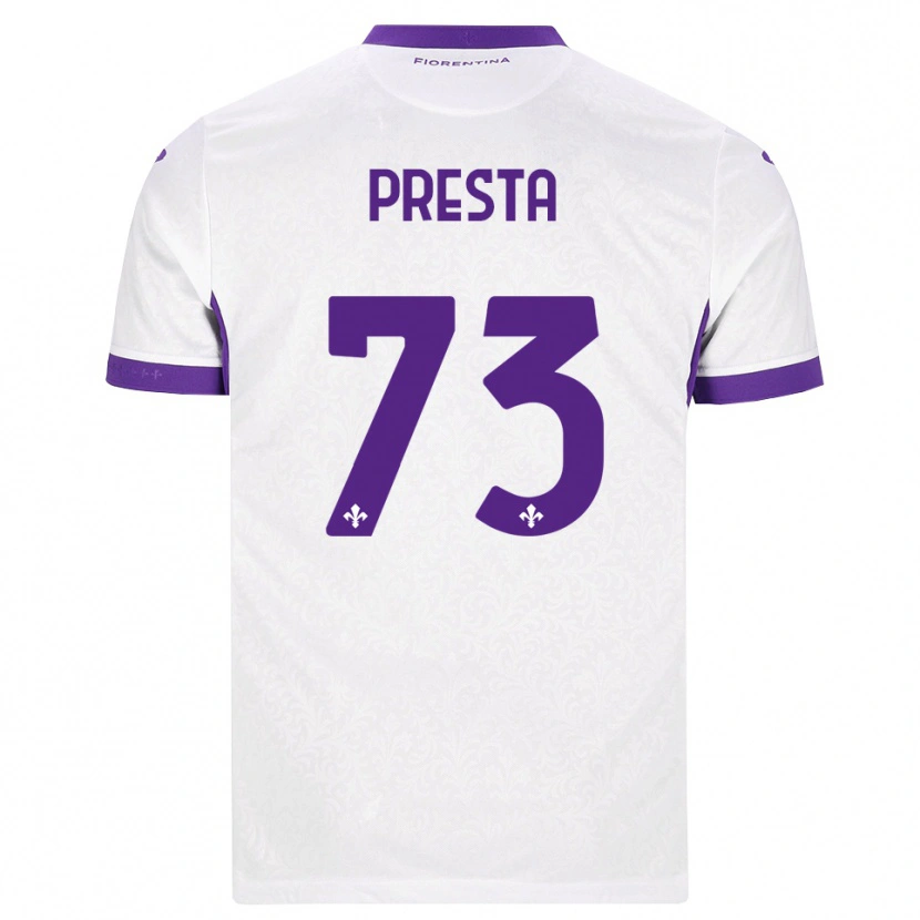 Danxen Dzieci Francesco Presta #73 Biały Fioletowy Wyjazdowa Koszulka 2026/27 Koszulki Klubowe