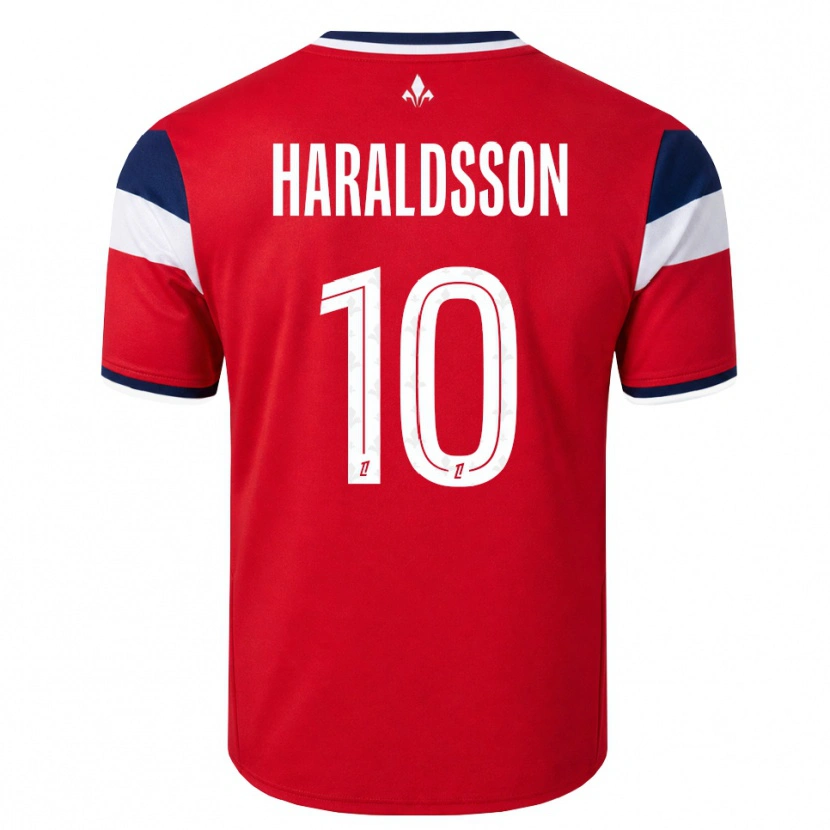 Danxen Męski Hákon Arnar Haraldsson #10 Czerwony Biały Królewski Niebieski Domowa Koszulka 2026/27 Koszulki Klubowe