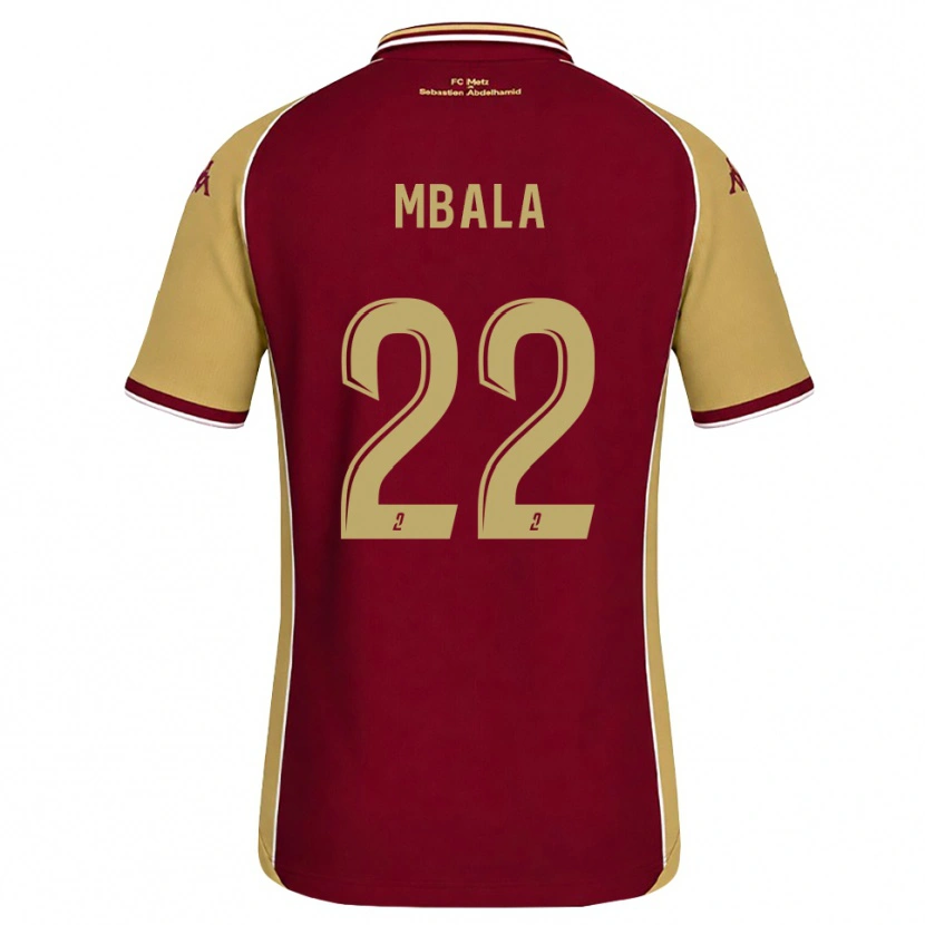 Danxen Męski Nathan Mbala #22 Złoty Ciemnoczerwony Domowa Koszulka 2026/27 Koszulki Klubowe