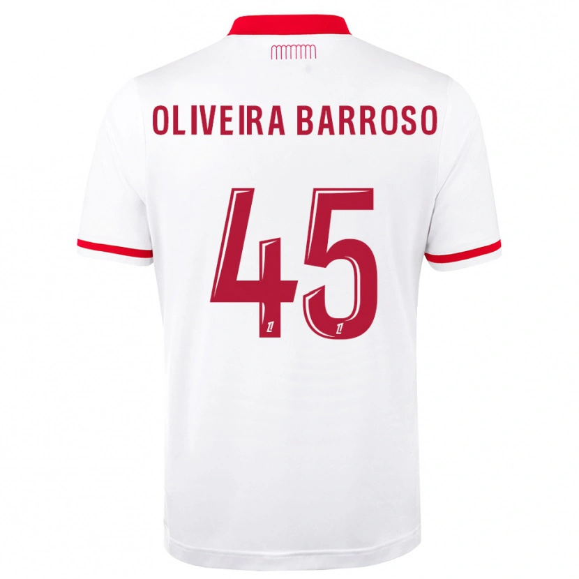 Danxen Męski Mickael Oliveira Barroso #45 Czerwony Biały Domowa Koszulka 2026/27 Koszulki Klubowe