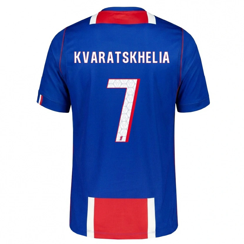 Danxen Męski Khvicha Kvaratskhelia #7 Czerwony Biały Niebieski Domowa Koszulka 2026/27 Koszulki Klubowe
