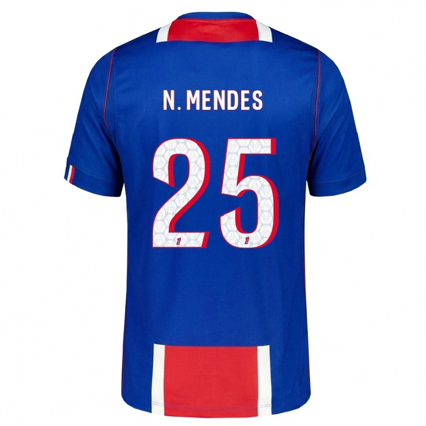 Danxen Męski Nuno Mendes #25 Czerwony Biały Niebieski Domowa Koszulka 2026/27 Koszulki Klubowe