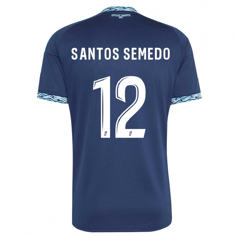 Danxen Męski Ilyes Dos Santos Semedo #12 Stalowoniebieski Biały Domowa Koszulka 2026/27 Koszulki Klubowe