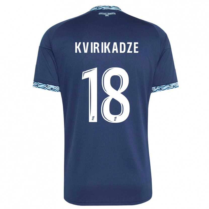 Danxen Męski Andria Kvirikadze #18 Stalowoniebieski Biały Domowa Koszulka 2026/27 Koszulki Klubowe