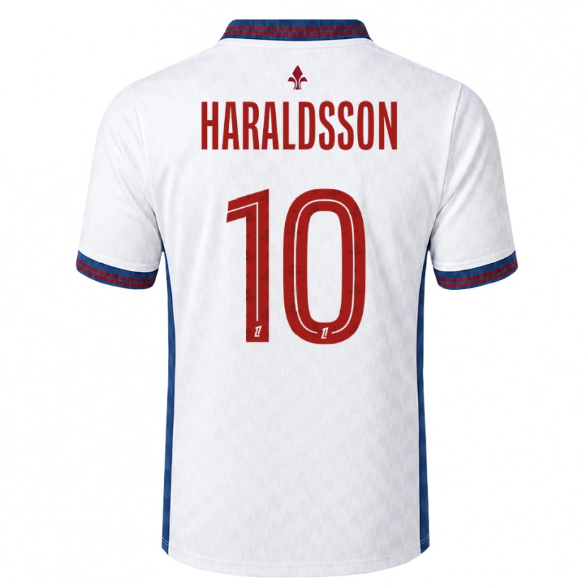 Danxen Męski Hákon Arnar Haraldsson #10 Czerwony Biały Niebieski Wyjazdowa Koszulka 2026/27 Koszulki Klubowe