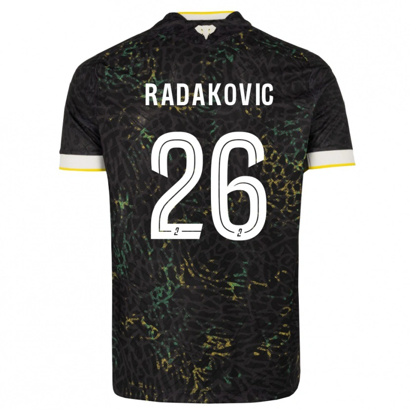 Danxen Męski Uros Radakovic #26 Czarny Biały Żółty Wyjazdowa Koszulka 2026/27 Koszulki Klubowe
