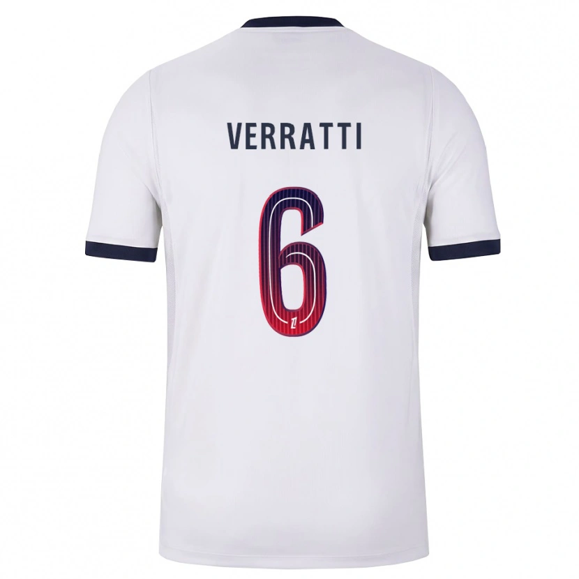 Danxen Męski Marco Verratti #6 Biały Czarny Czerwony Wyjazdowa Koszulka 2026/27 Koszulki Klubowe