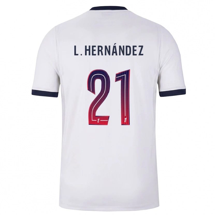 Danxen Męski Lucas Hernández #21 Biały Czarny Czerwony Wyjazdowa Koszulka 2026/27 Koszulki Klubowe