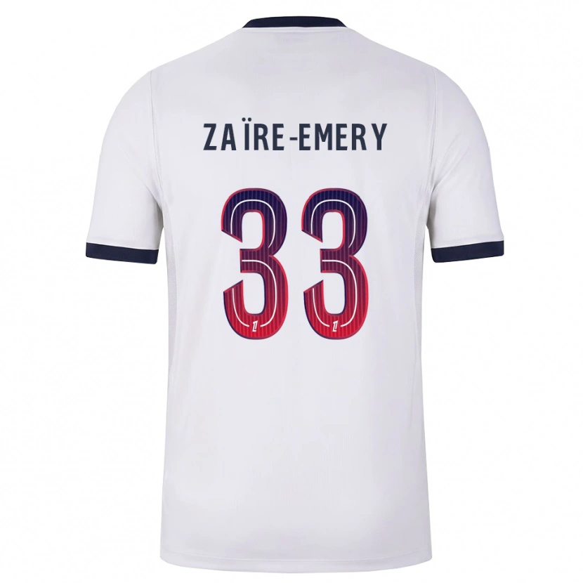 Danxen Męski Warren Zaïre-Emery #33 Biały Czarny Czerwony Wyjazdowa Koszulka 2026/27 Koszulki Klubowe