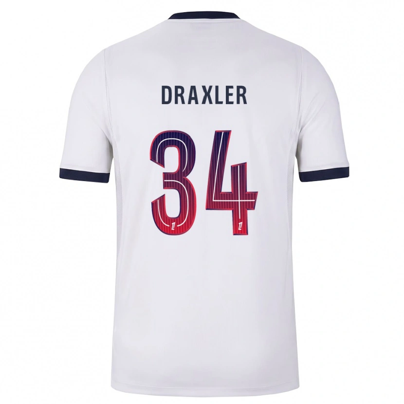 Danxen Męski Julian Draxler #34 Biały Czarny Czerwony Wyjazdowa Koszulka 2026/27 Koszulki Klubowe
