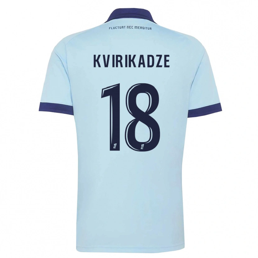Danxen Męski Andria Kvirikadze #18 Błękitny Czarny Wyjazdowa Koszulka 2026/27 Koszulki Klubowe