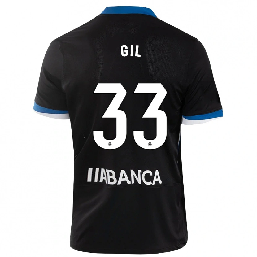 Danxen Męski Iker Gil #33 Czarny Niebieski Biały Wyjazdowa Koszulka 2026/27 Koszulki Klubowe