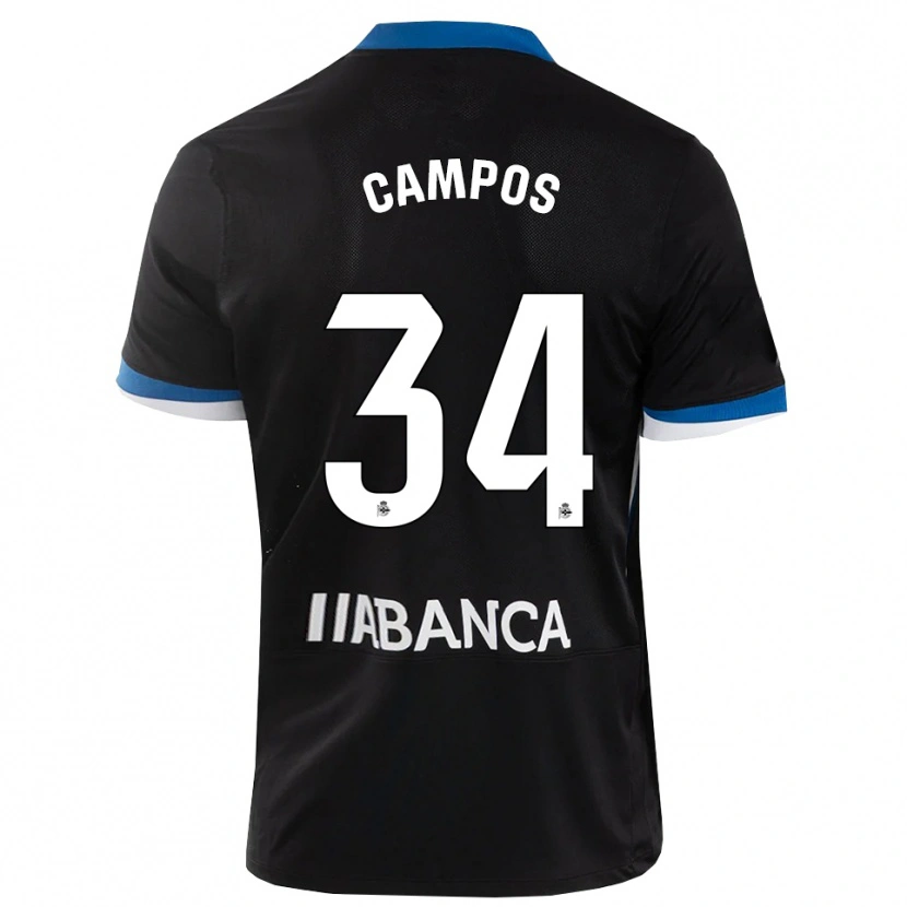 Danxen Męski Xabi Campos #34 Czarny Niebieski Biały Wyjazdowa Koszulka 2026/27 Koszulki Klubowe