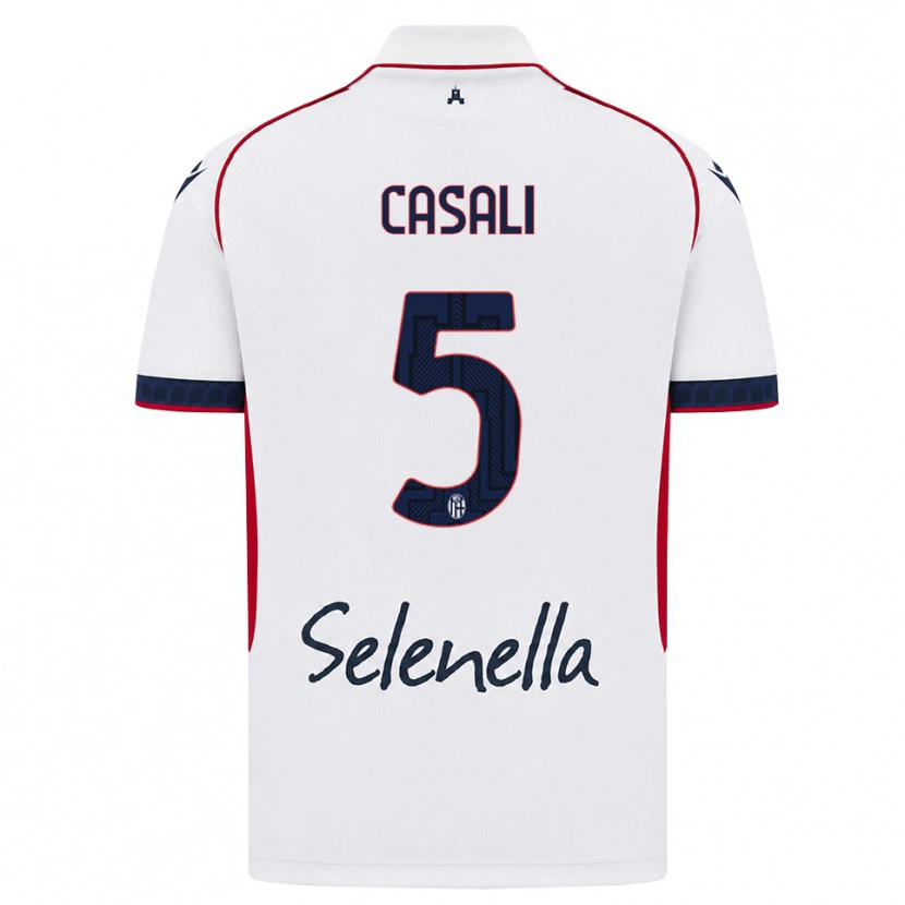 Danxen Męski Giacomo Casali #5 Biały Czerwony Królewski Niebieski Wyjazdowa Koszulka 2026/27 Koszulki Klubowe