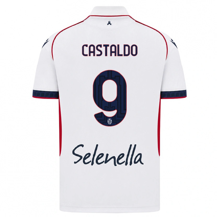 Danxen Męski Francesco Castaldo #9 Biały Czerwony Królewski Niebieski Wyjazdowa Koszulka 2026/27 Koszulki Klubowe