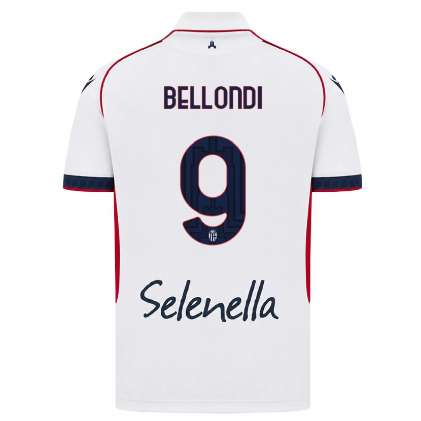 Danxen Męski Nicolò Bellondi #9 Biały Czerwony Królewski Niebieski Wyjazdowa Koszulka 2026/27 Koszulki Klubowe
