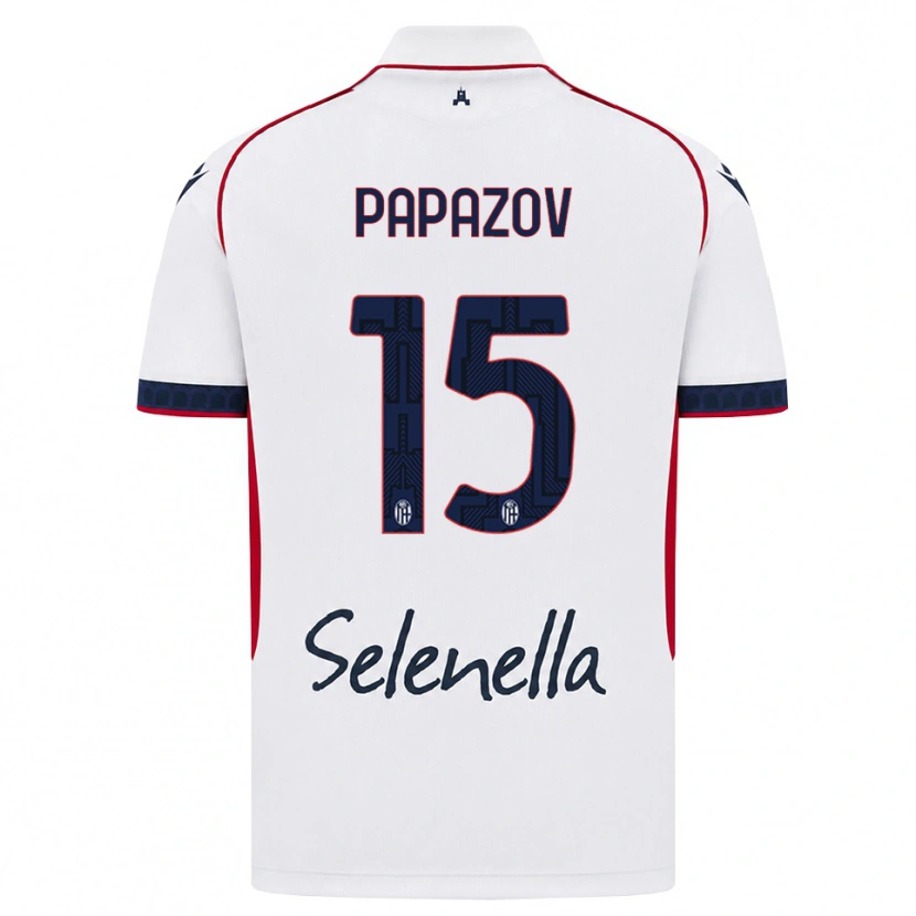 Danxen Męski Dimitar Papazov #15 Biały Czerwony Królewski Niebieski Wyjazdowa Koszulka 2026/27 Koszulki Klubowe