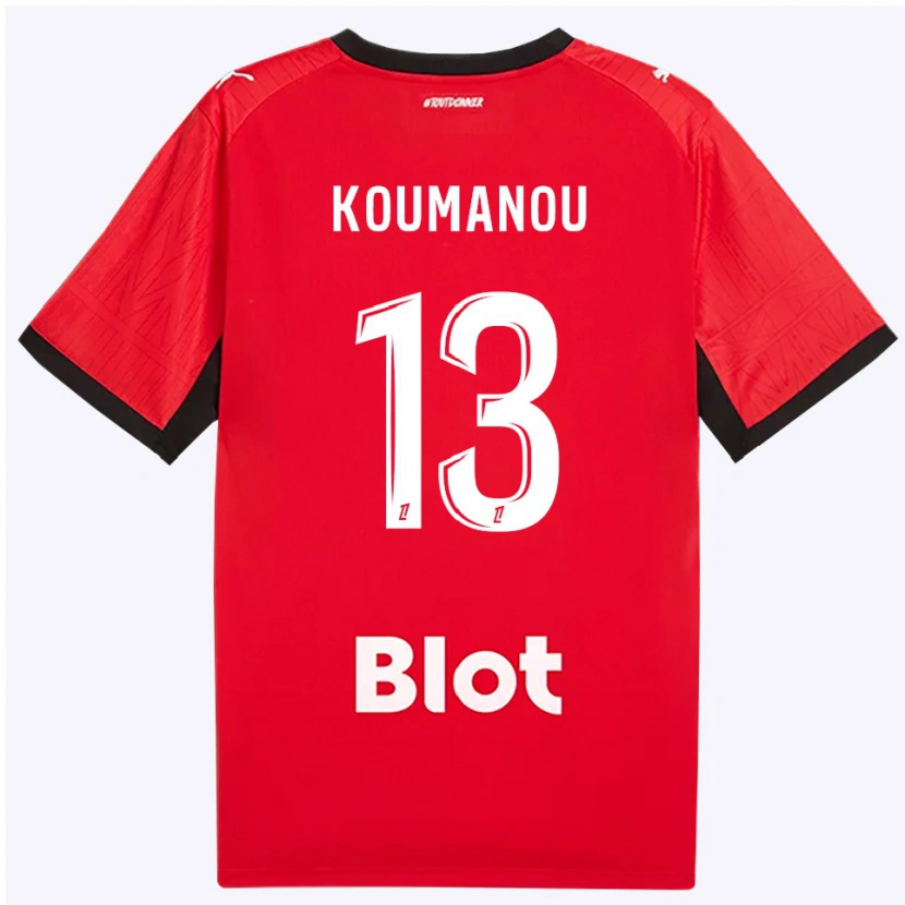 Danxen Kobiety Noa Koumanou #13 Czerwony Czarny Biały Domowa Koszulka 2026/27 Koszulki Klubowe