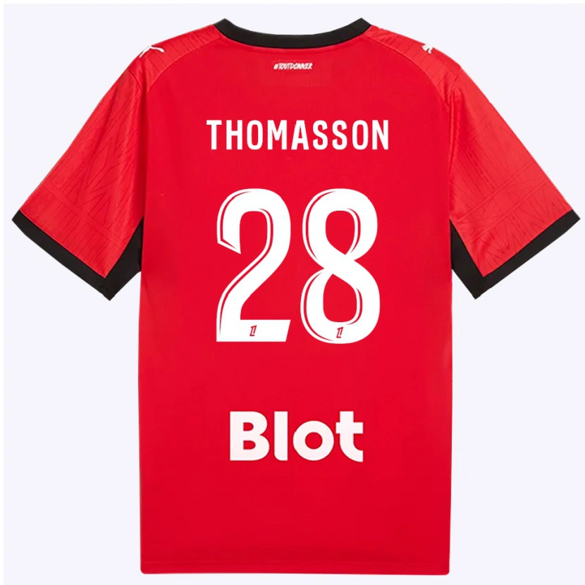 Danxen Kobiety Adrien Thomasson #28 Czerwony Czarny Biały Domowa Koszulka 2026/27 Koszulki Klubowe