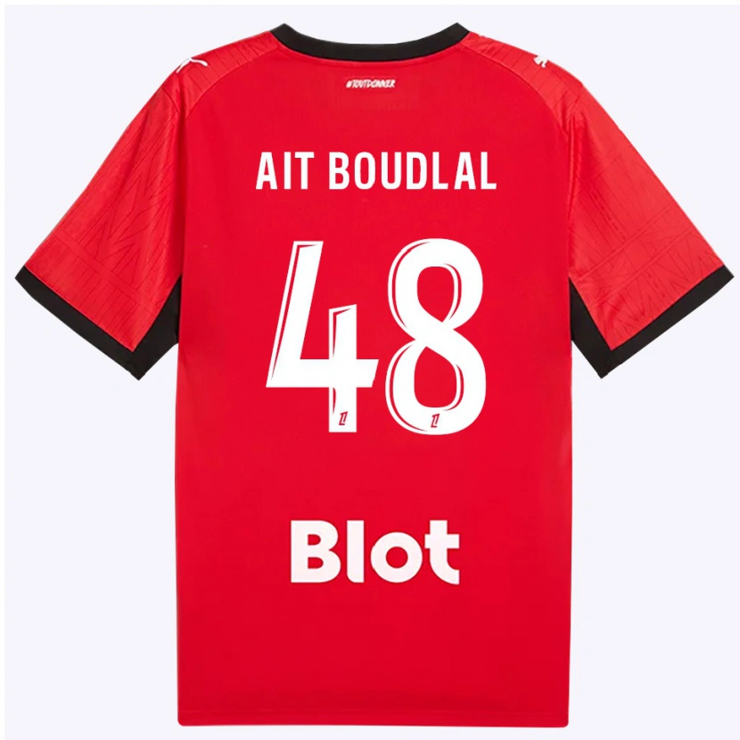 Danxen Kobiety Abdelhamid Ait Boudlal #48 Czerwony Czarny Biały Domowa Koszulka 2026/27 Koszulki Klubowe