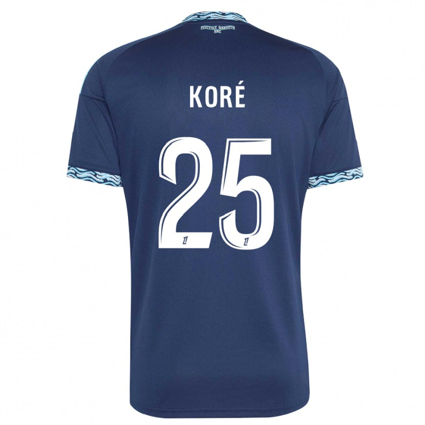 Danxen Kobiety Yoan Koré #25 Stalowoniebieski Biały Domowa Koszulka 2026/27 Koszulki Klubowe