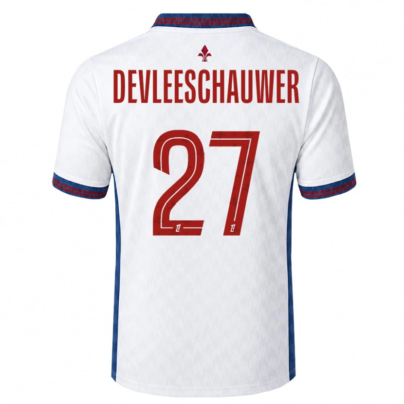 Danxen Kobiety Gwenaëlle Devleeschauwer #27 Czerwony Biały Niebieski Wyjazdowa Koszulka 2026/27 Koszulki Klubowe