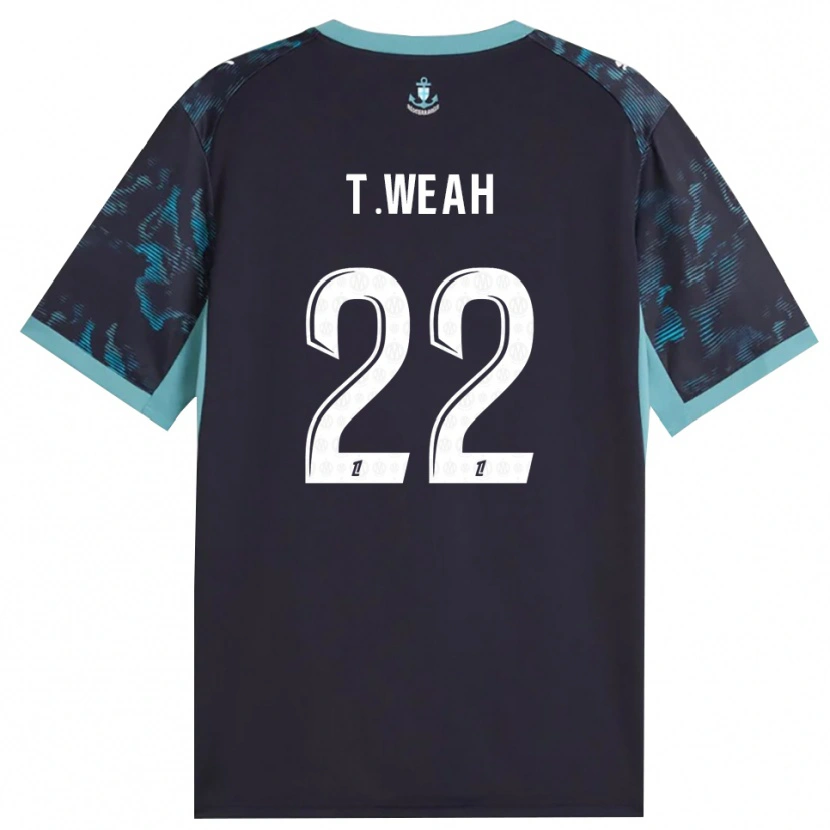 Danxen Kobiety Timothy Weah #22 Blado Turkusowy Biały Czarny Wyjazdowa Koszulka 2026/27 Koszulki Klubowe