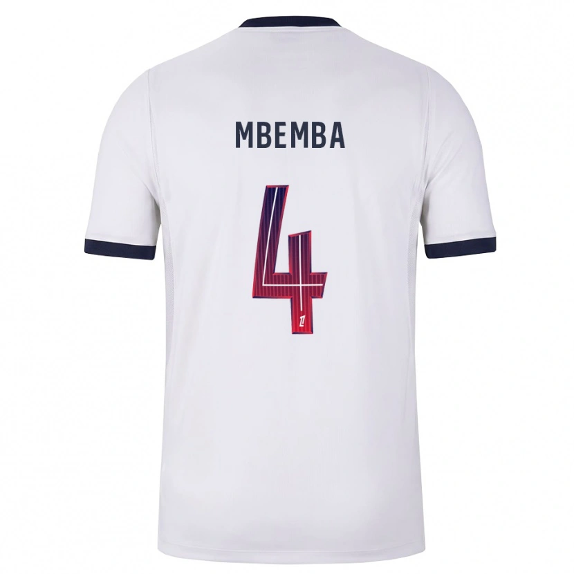 Danxen Kobiety Stanislas Mbemba #4 Biały Czarny Czerwony Wyjazdowa Koszulka 2026/27 Koszulki Klubowe