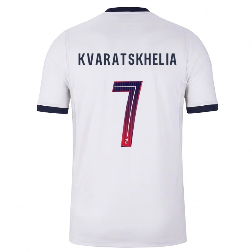 Danxen Kobiety Khvicha Kvaratskhelia #7 Biały Czarny Czerwony Wyjazdowa Koszulka 2026/27 Koszulki Klubowe